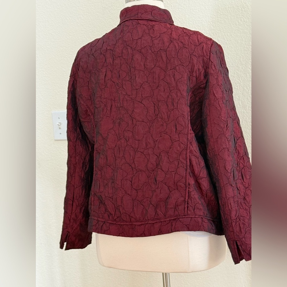 Chico's Deep Burgundy Textured Blazer Size 16 (Chico’s size 3) - Picture 8 of 16
